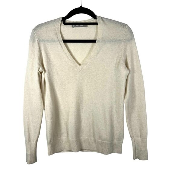 Everlane Womens Small 100% Cashmere V-Neck Sweater Beige Quiet Luxury Minimalist - Picture 1 of 11